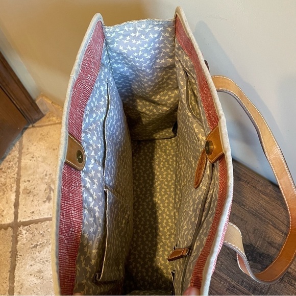 FOSSIL Key Per PVC Coated Red and Grey Shoulder Tote Bag - Picture 4 of 6